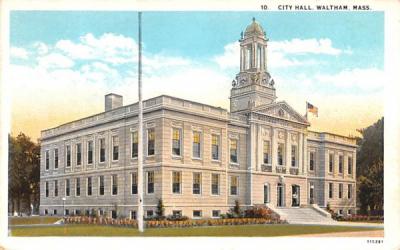 City Hall Waltham, Massachusetts Postcard