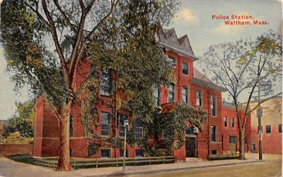 Police Station Waltham, Massachusetts Postcard