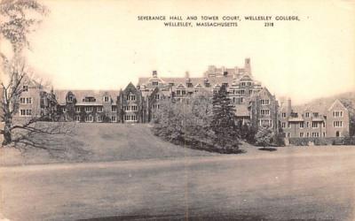 Severance Hall & Tower Court Wellesley, Massachusetts Postcard