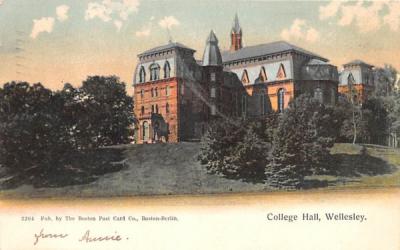 College Hall Wellesley, Massachusetts Postcard