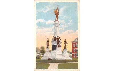 Soldiers Monument Webster, Massachusetts Postcard