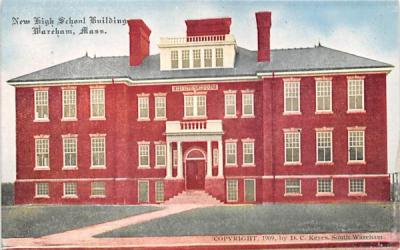 New High School Building Wareham, Massachusetts Postcard