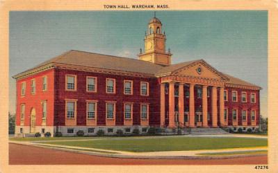 Town Hall Wareham, Massachusetts Postcard