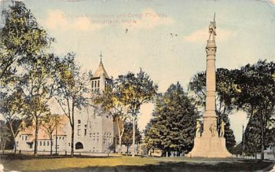 Soldiers Monumentg & Cong. Church Wakefield, Massachusetts Postcard