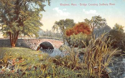 Bridge Crossing Sudbury River Wayland, Massachusetts Postcard