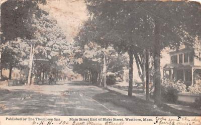 Main Street East of Blake Street Westboro, Massachusetts Postcard