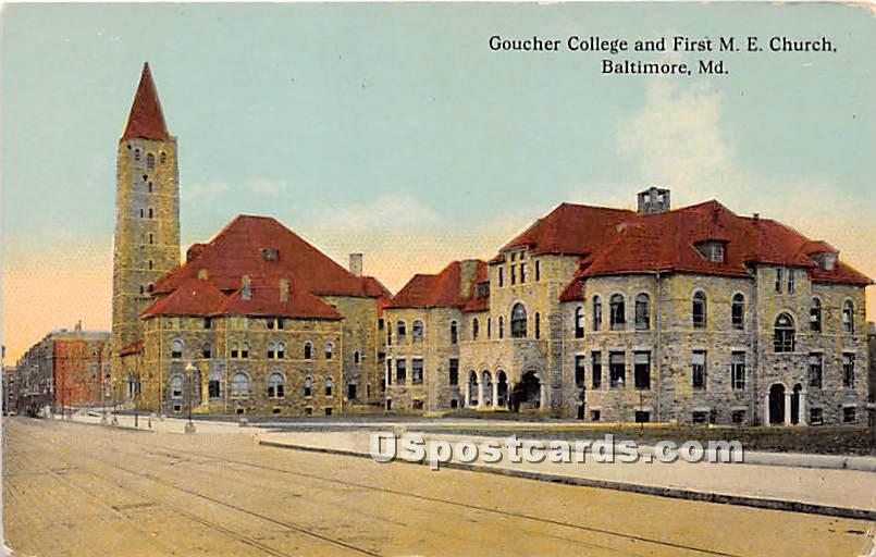 Goucher College & First ME Church - Baltimore, Maryland MD Postcard