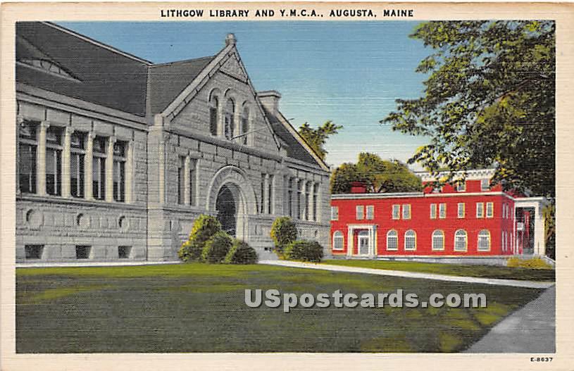 Lithgow Library & YMCA - Augusta, Maine ME Postcard