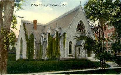 Public Library - Hallowell, Maine ME Postcard