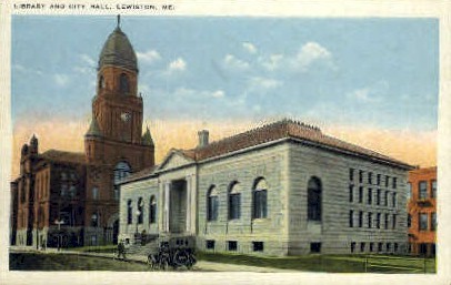 Library & City Hall - Lewiston, Maine ME Postcard