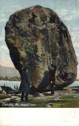 Balance Rock - Camden, Maine ME Postcard
