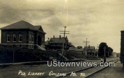 Real Photo, Pub, Library - Guilford, Maine ME Postcard