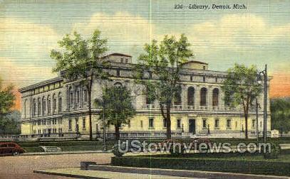 Library - Detroit, Michigan MI Postcard