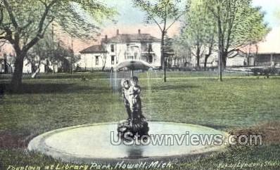 Fountain at Library Park - Howell, Michigan MI Postcard