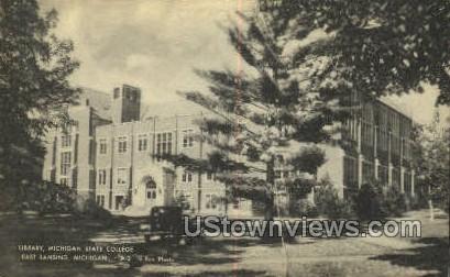 Library, Michigan State College - Lansing Postcard