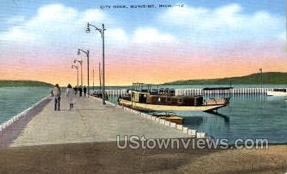 City Dock - Munising, Michigan MI Postcard