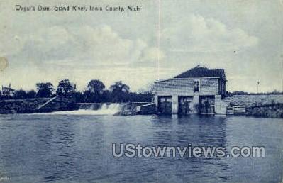 Wagar's Dam, Grand River - Ionia, Michigan MI Postcard