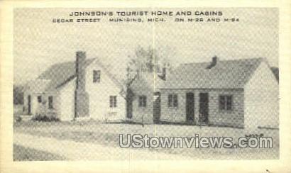 Johnson's Tourist Home & Cabins - Munising, Michigan MI Postcard