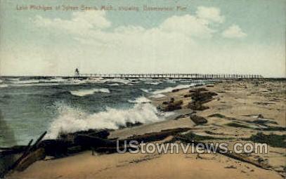 Government Pier, Sylvan Beach - Lake Michigan Postcards, Michigan MI Postcard