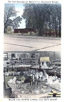 Saginaw River, Gift Shop - Michigan MI Postcard