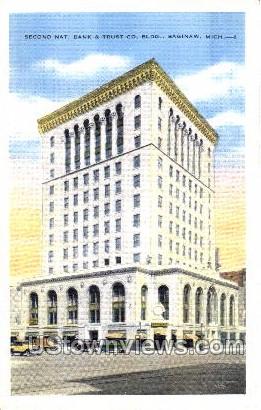 Second Nat. Bank and Trust Co. Building - Saginaw, Michigan MI Postcard