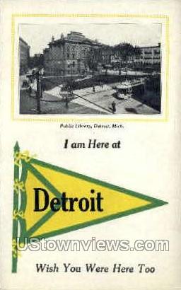 Public Library  - Detroit, Michigan MI Postcard