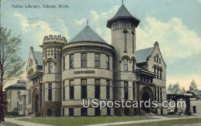 Public Library - Adrian, Michigan MI Postcard