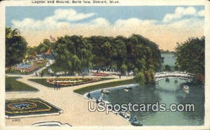 Lagoon & Mound, Belle Isle - Detroit, Michigan MI Postcard