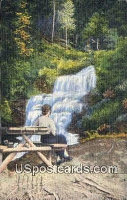 Alger Falls - Munising, Michigan MI Postcard