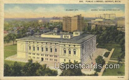 Public Library - Detroit, Michigan MI Postcard