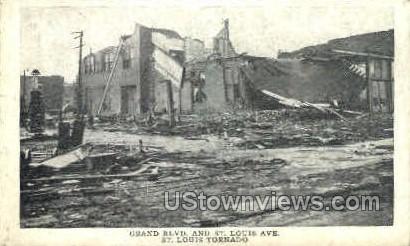 Grand Boulevard, Tornado - St. Louis, Missouri MO Postcard