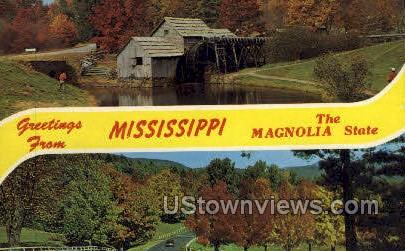Greetings From - Misc, Mississippi MS Postcard