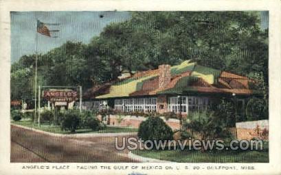 Angelos Place Facing The Gulf OF Mexico on US 90 - Gulf Port, Mississippi MS Postcard