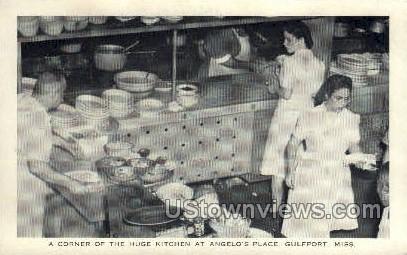 A Corner OF The Huge Kitchen at Angelos Place - Gulf Port, Mississippi MS Postcard