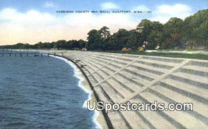 Harrison County Sea Wall - Gulfport, Mississippi MS Postcard