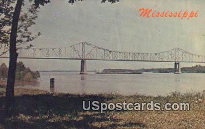 Mississippi River & Bridge - Greenville Postcard