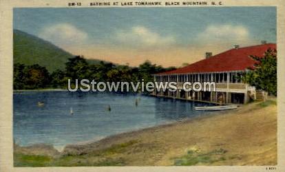 Bathing at Lake Tomahawk - Black Mountain, North Carolina NC Postcard