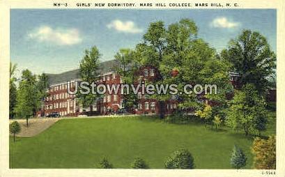 Girls' New Dormitory at Mars Hill College - North Carolina NC Postcard