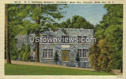 W.F. Robinson Memorial Infirmary - Mars Hill, North Carolina NC Postcard