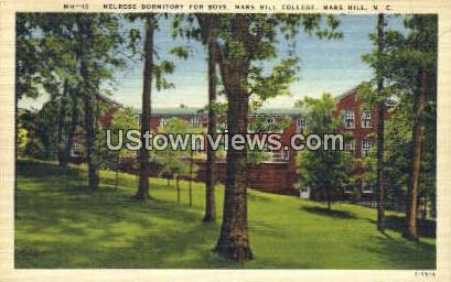 Melrose Dorm for Boys - Mars Hill, North Carolina NC Postcard