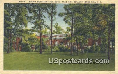 Brown Dormitory for Boys, Mars Hill College - North Carolina NC Postcard
