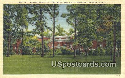 Brown Dormitory for Boys, Mars Hill College - North Carolina NC Postcard