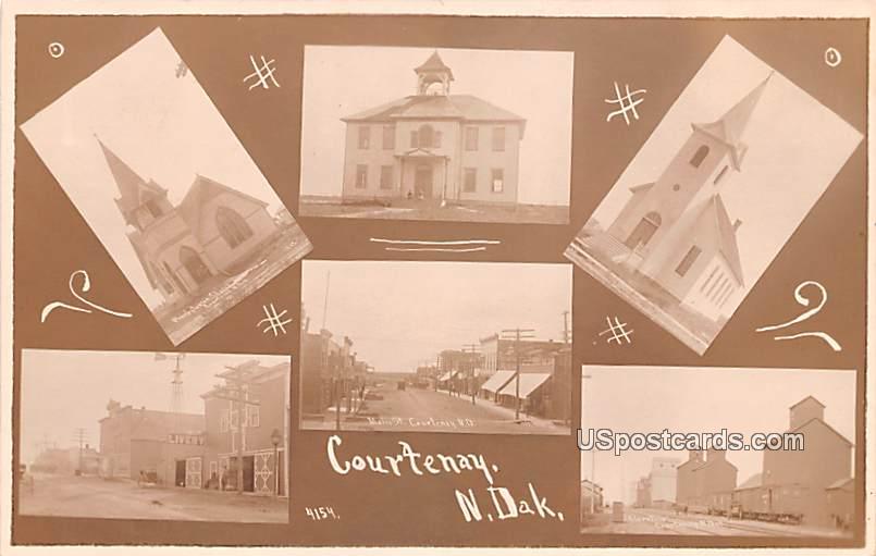 Main Street, Presbyterian Church - Courtenay, North Dakota ND Postcard