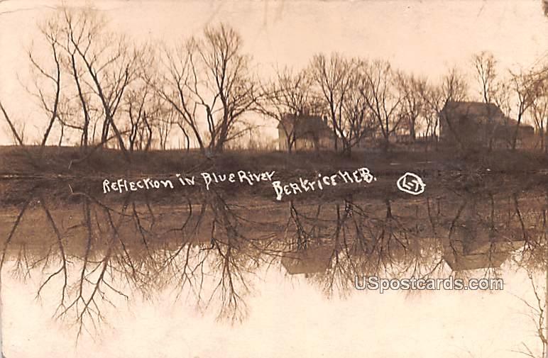 Reflection in Blue River - Beatrice, Nebraska NE Postcard
