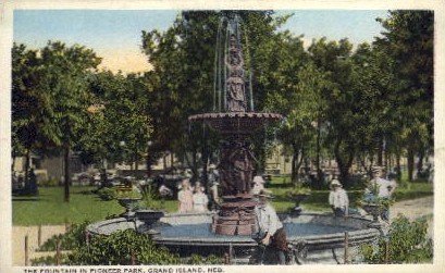 The Fountain in Pioneer Park - Grand Island, Nebraska NE Postcard