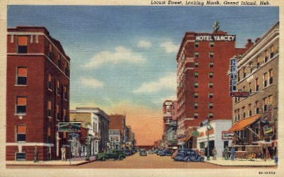 Locust Street looking North - Grand Island, Nebraska NE Postcard