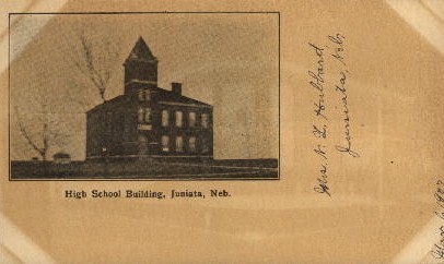 High School Building - Juniata, Nebraska NE Postcard