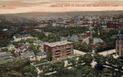 Birds eye view of Lincoln - Nebraska NE Postcard