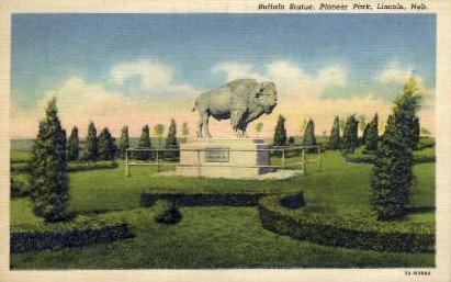 Buffalo Statue, Pioneer Park - Lincoln, Nebraska NE Postcard