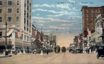 O Street looking West - Lincoln, Nebraska NE Postcard